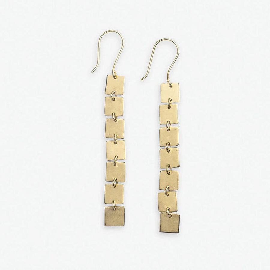 Ink + Alloy Earrings Jade Square Dangle Earrings Brass