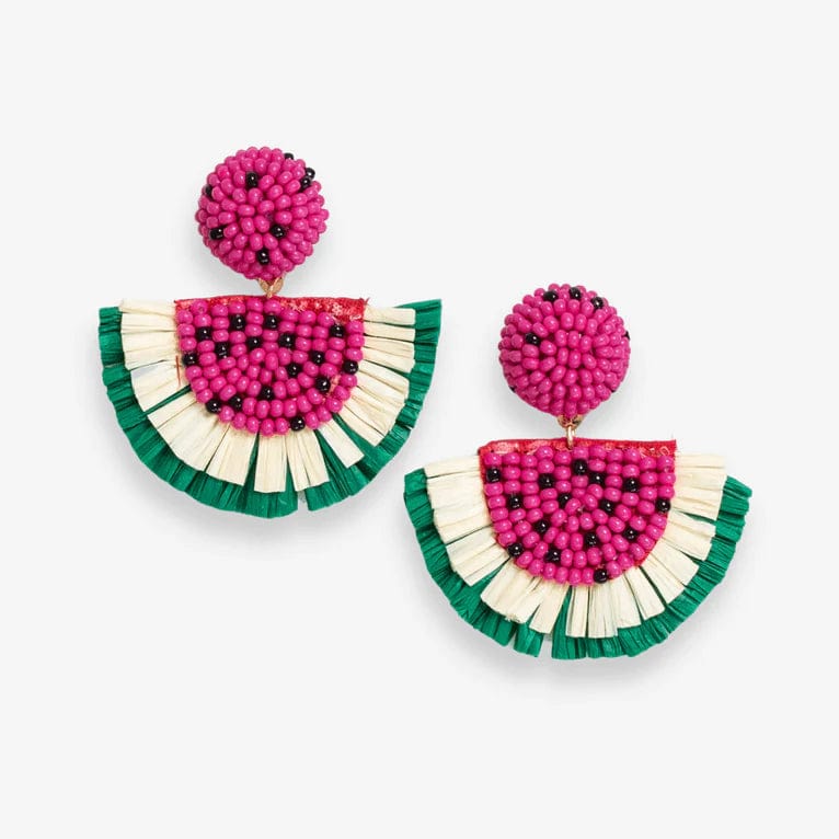 Ink + Alloy Earrings Josephine Watermelon Raffia Drop Earrings - Hot Pink
