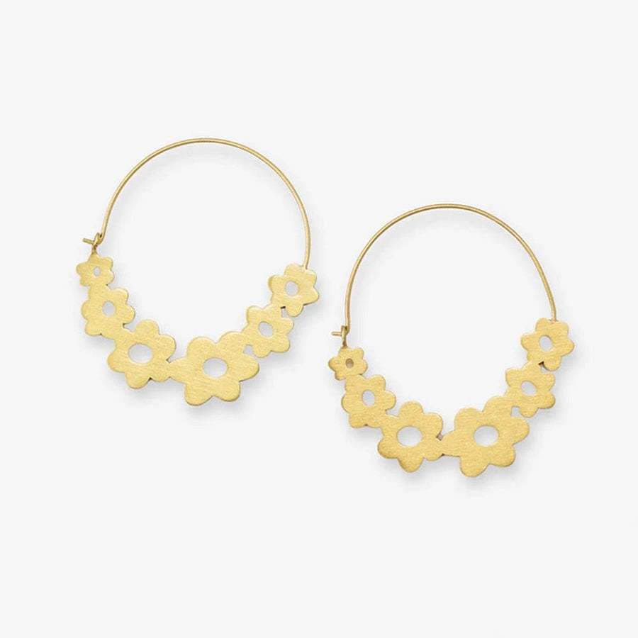 Ink + Alloy Earrings Maeve Floral Wrapped Hoop Brass