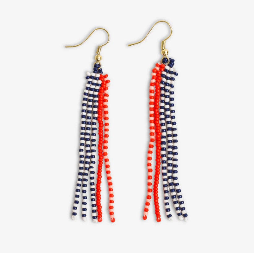 Ink + Alloy Earrings Melissa Speckled Border Beaded Fringe Earrings - Poppy