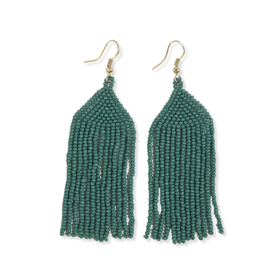 Ink + Alloy Earrings Michele Solid Beaded Fringe Earrings - Teal