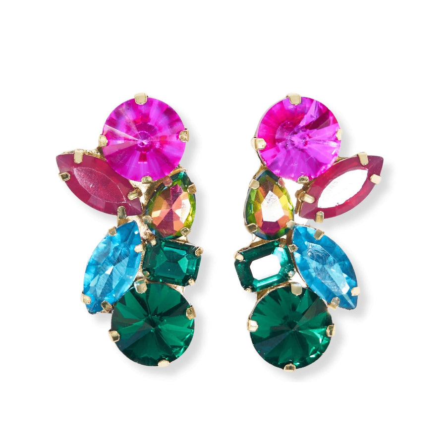Ink + Alloy Earrings Rainbow Crystal Cluster Earring