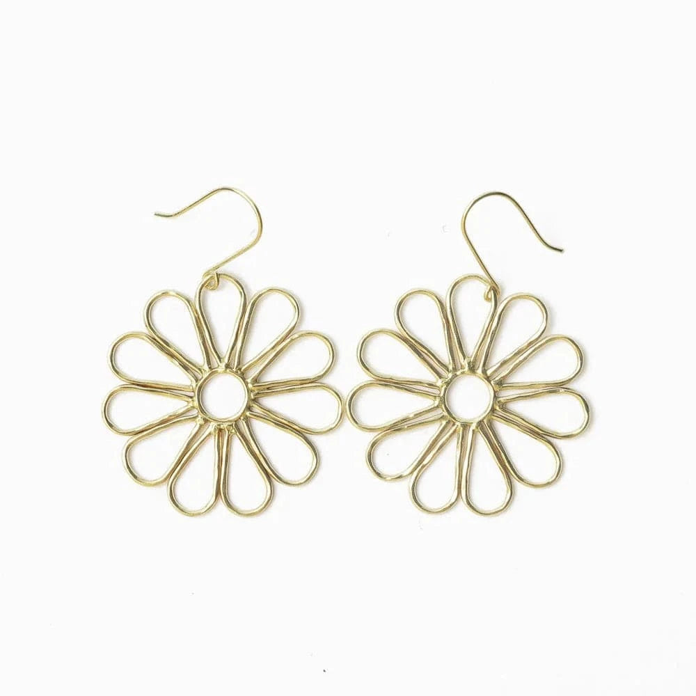 Ink + Alloy Earrings Stella Big Daisy Dangle Earrings Brass