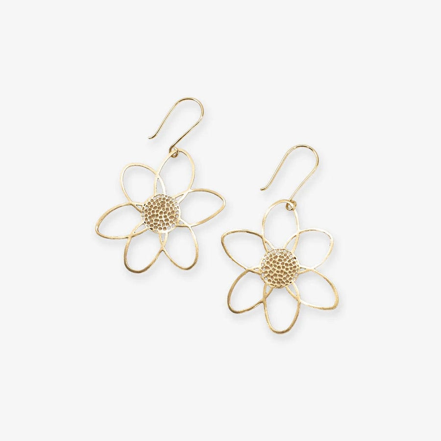 Ink + Alloy Earrings Twiggy Open Petals Flower Drop Earrings Brass
