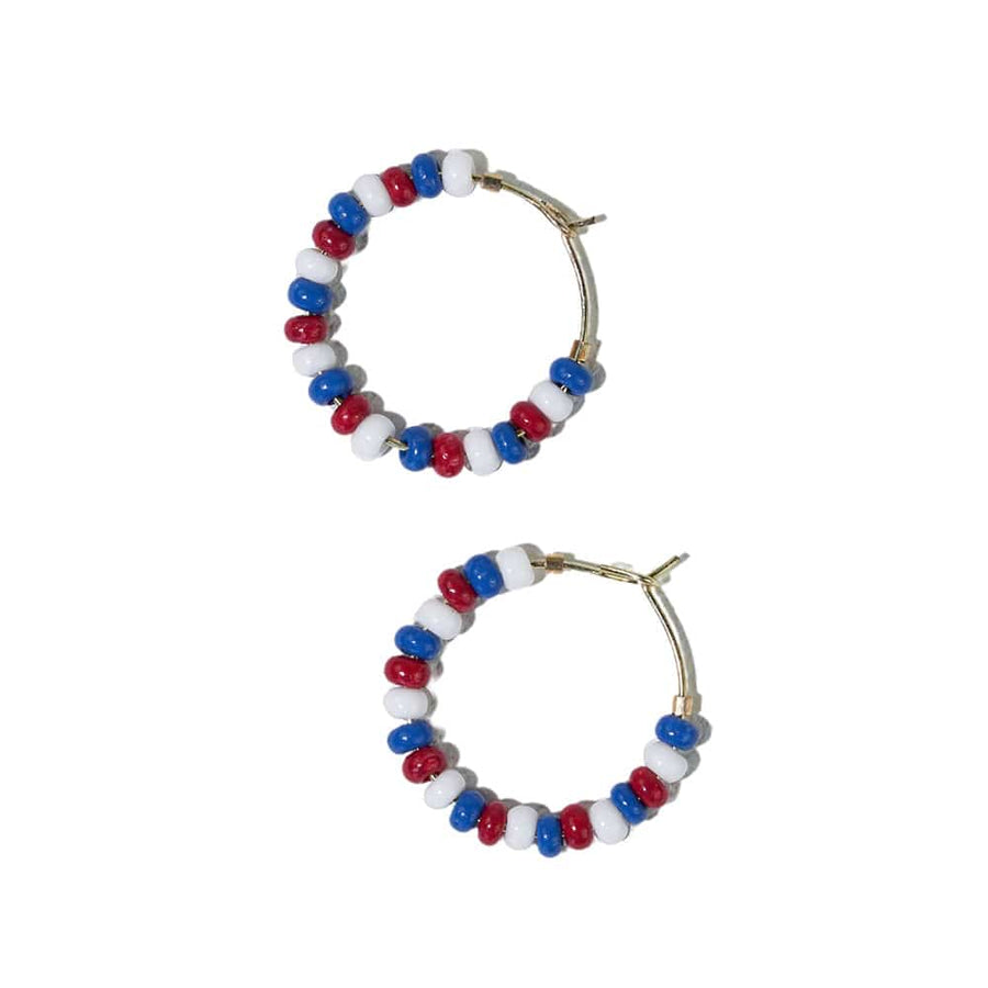 Ink + Alloy Earrings Victoria Bead Hoop Earrings - Red + Blue