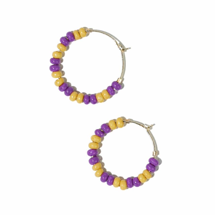 Ink + Alloy Earrings Victoria Bead Hoop Earrings - Yellow + Purple