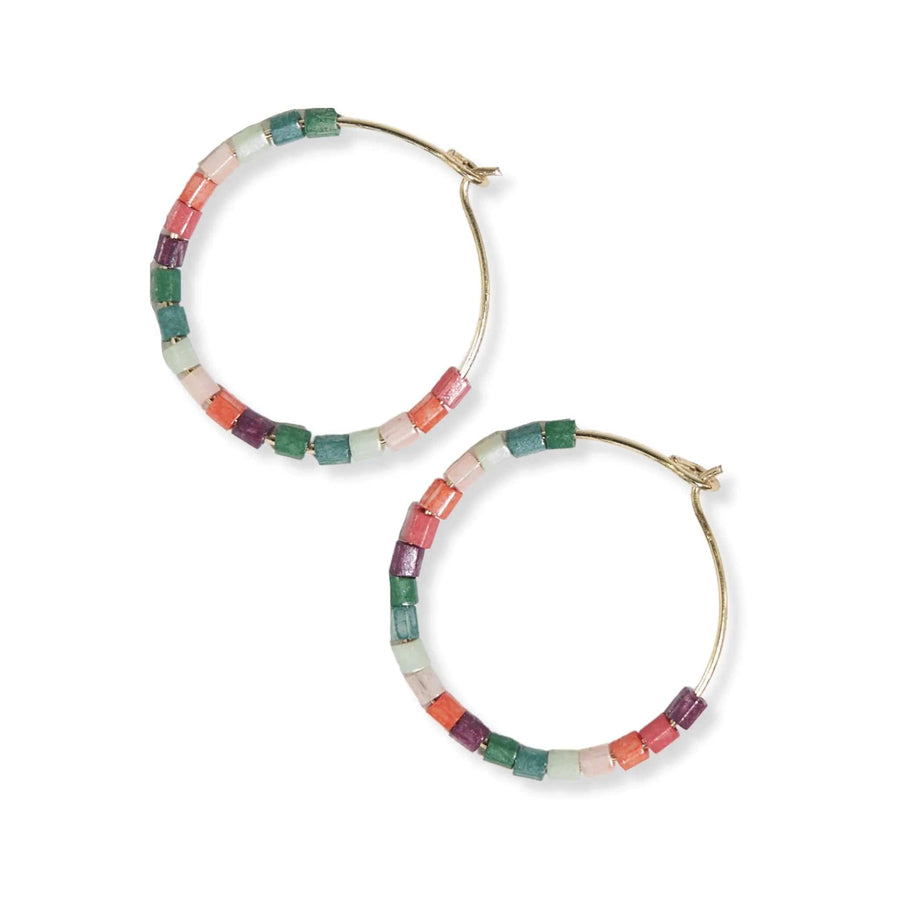 Ink + Alloy Earrings Victoria Mixed Beaded Hoop Earrings Port