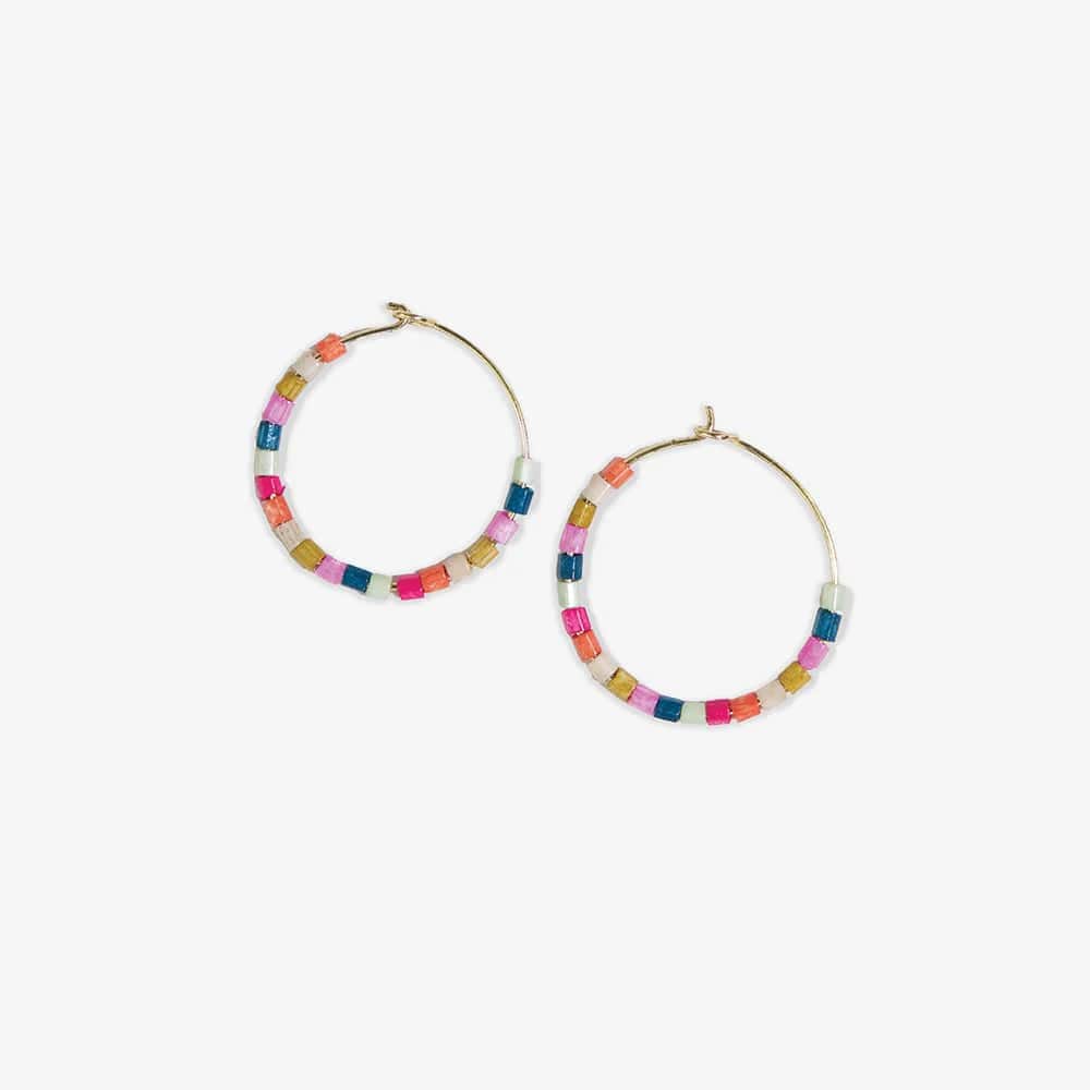 Ink + Alloy Earrings Victoria Mixed Beaded Hoop Earrings Rainbow