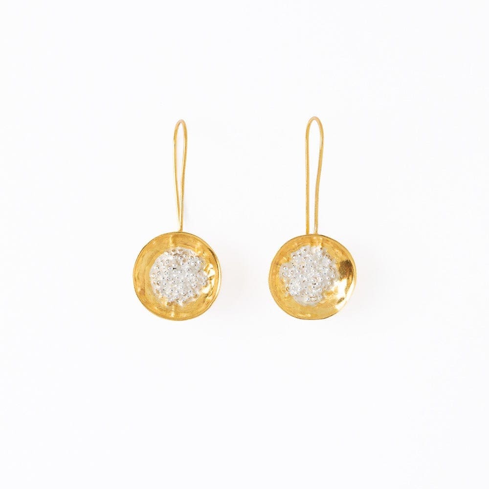 Ink + Alloy Fashion Bobbi Hammered Disc With Clusters Earrings 18k Gold + Silver