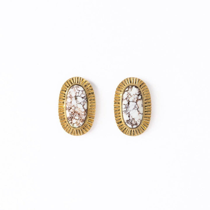 Ink + Alloy Fashion Daphne Oval Wild Horse Jasper Stone Post Earrings