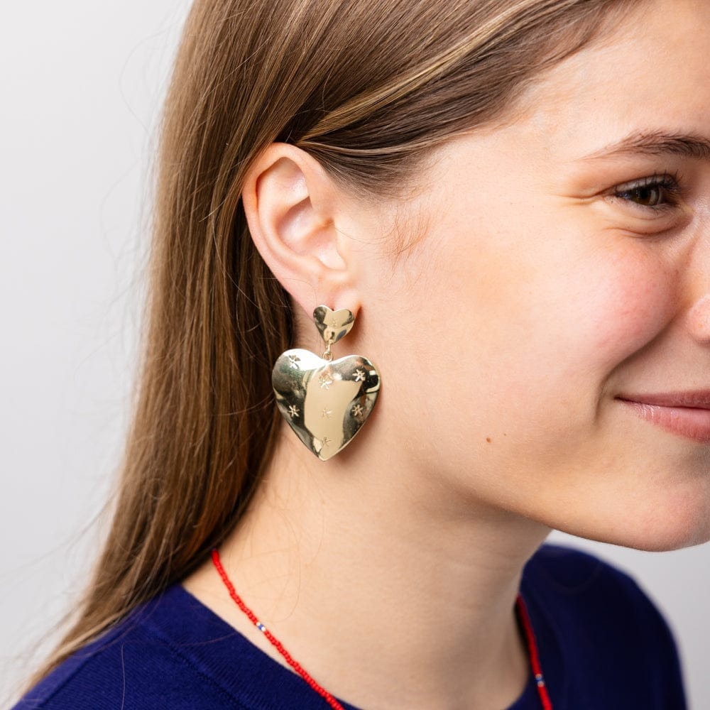 Ink + Alloy Fashion Laura Dangle Heart Brass Earrings