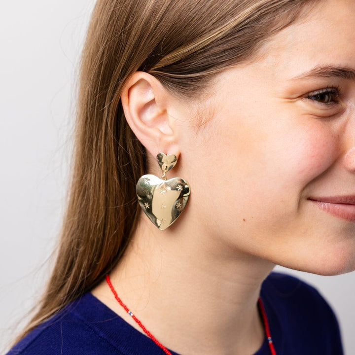 Ink + Alloy Fashion Laura Dangle Heart Brass Earrings