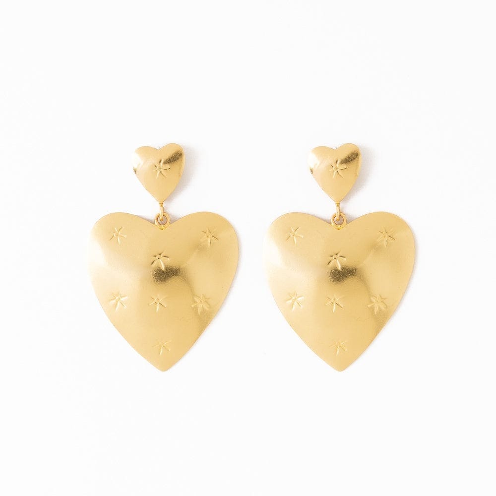 Ink + Alloy Fashion Laura Dangle Heart Brass Earrings