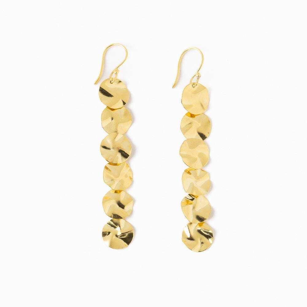 Ink + Alloy Fashion Mya Wavy Disc Drop Brass Earrings