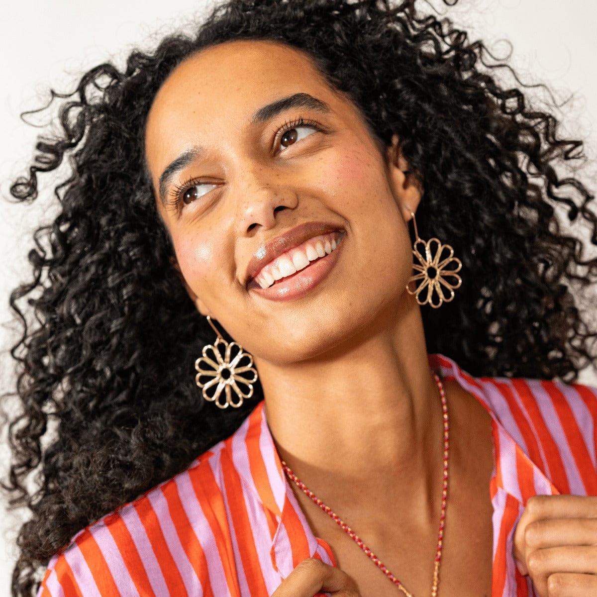 Ink + Alloy Fashion Stella Big Daisy Dangle Earrings Brass