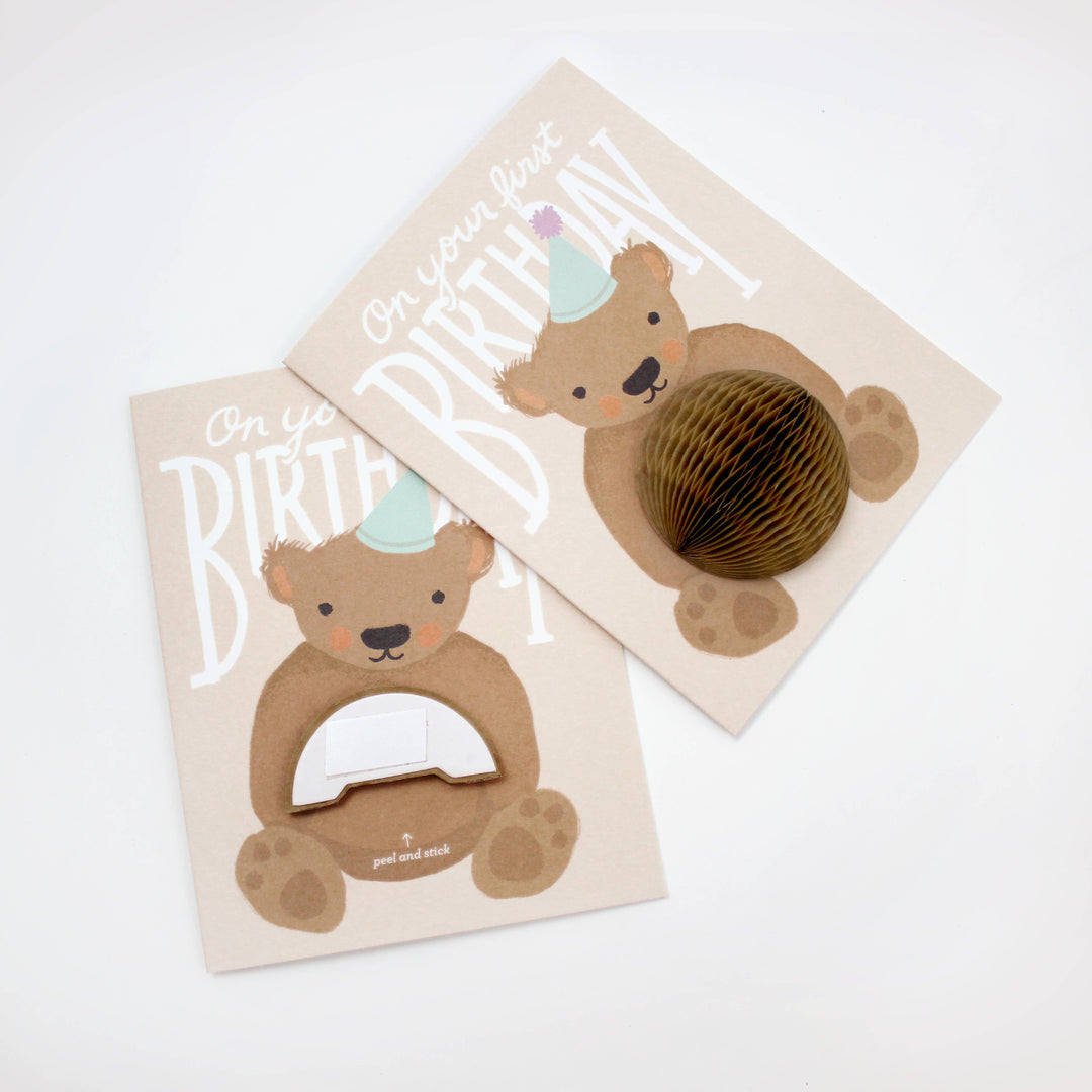 Inklings Paperie Cards Pop-up Card - Teddy Bear - First Birthday