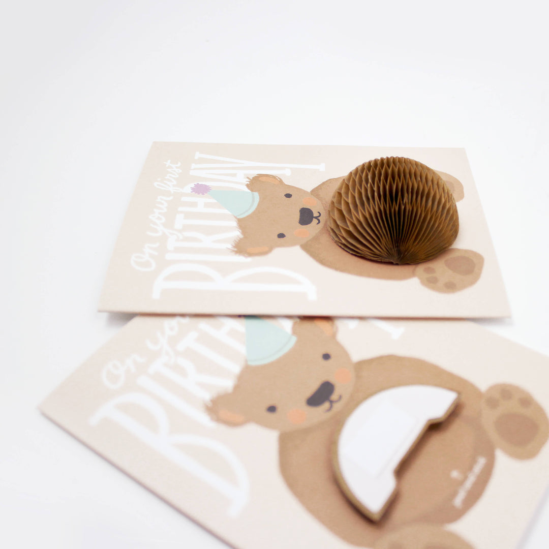 Inklings Paperie Cards Pop-up Card - Teddy Bear - First Birthday