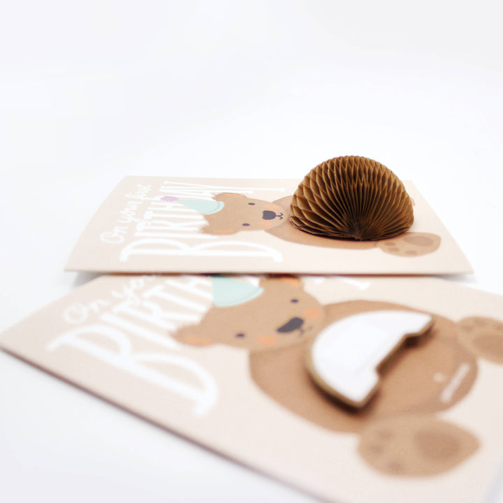 Inklings Paperie Cards Pop-up Card - Teddy Bear - First Birthday