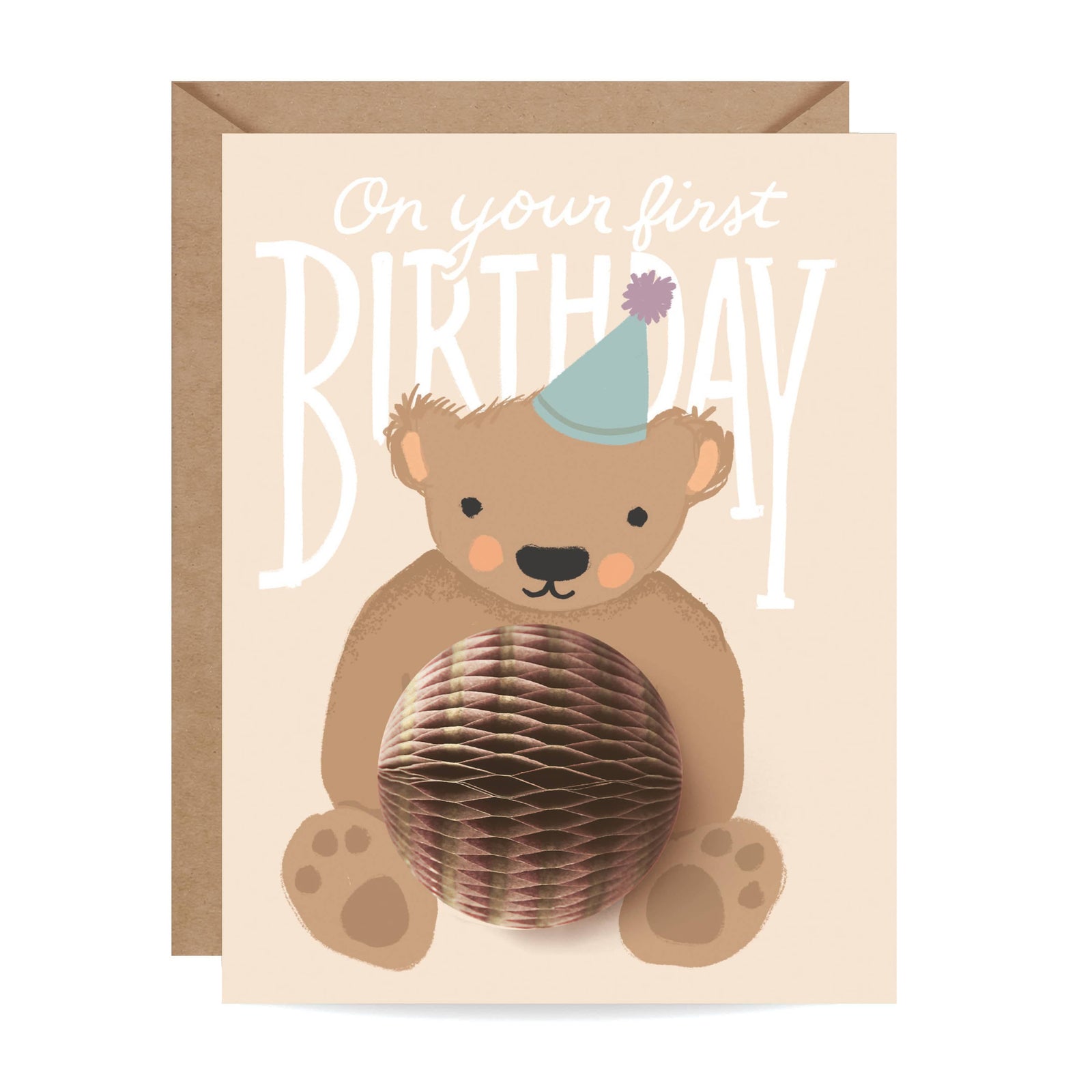 Inklings Paperie Cards Pop-up Card - Teddy Bear - First Birthday