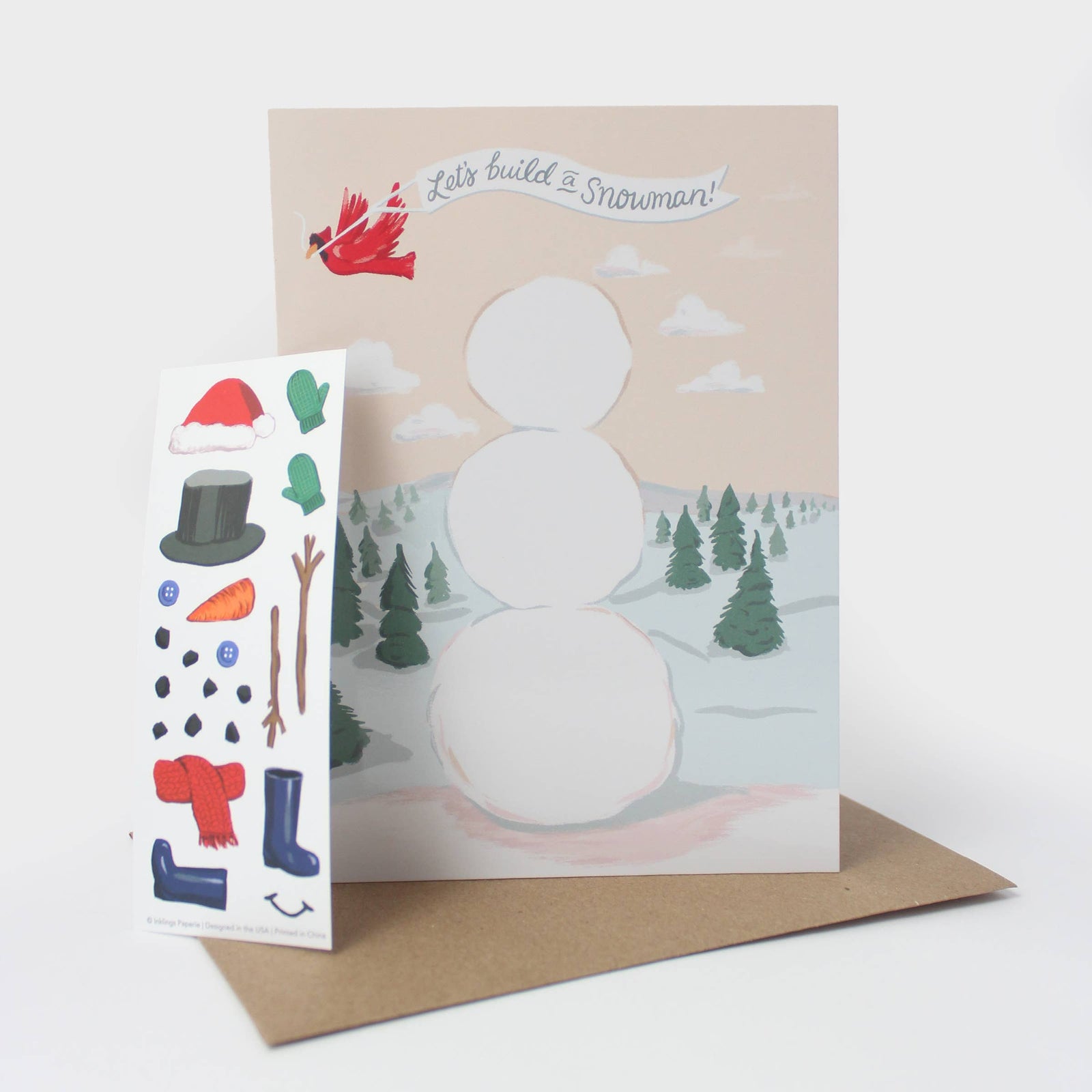 Inklings Paperie Cards Sticker Scene Card - Build a Snowman