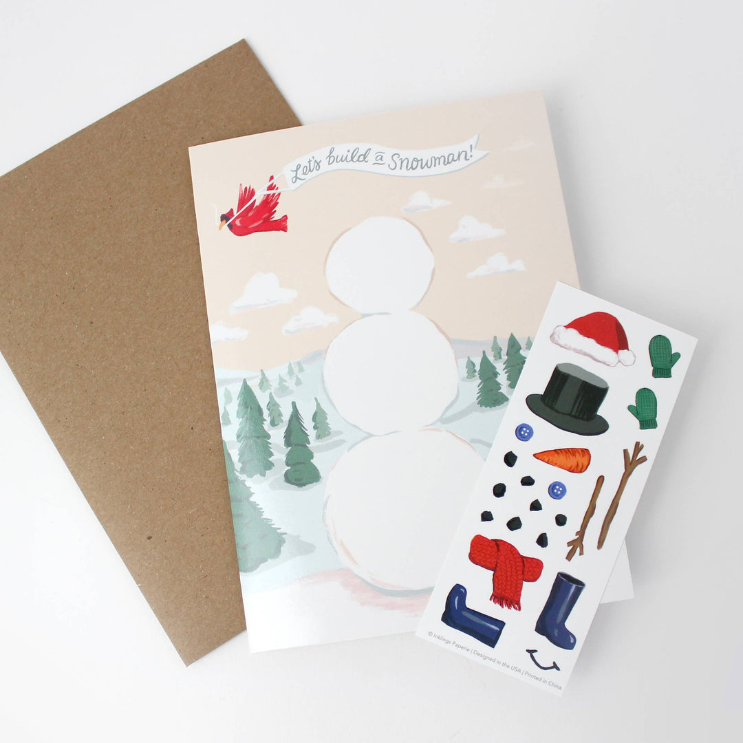 Inklings Paperie Cards Sticker Scene Card - Build a Snowman