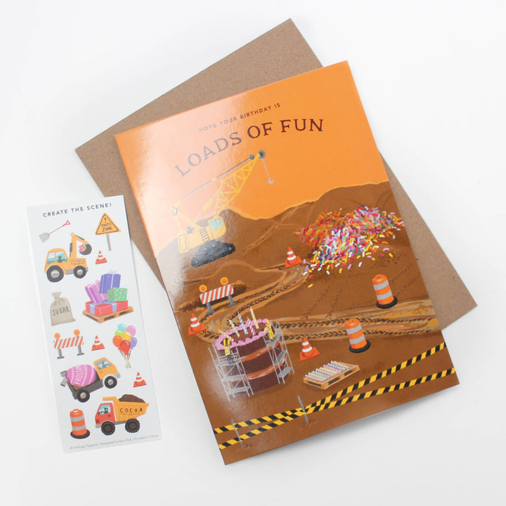 Inklings Paperie Cards Sticker Scene Card - Construction  Birthday