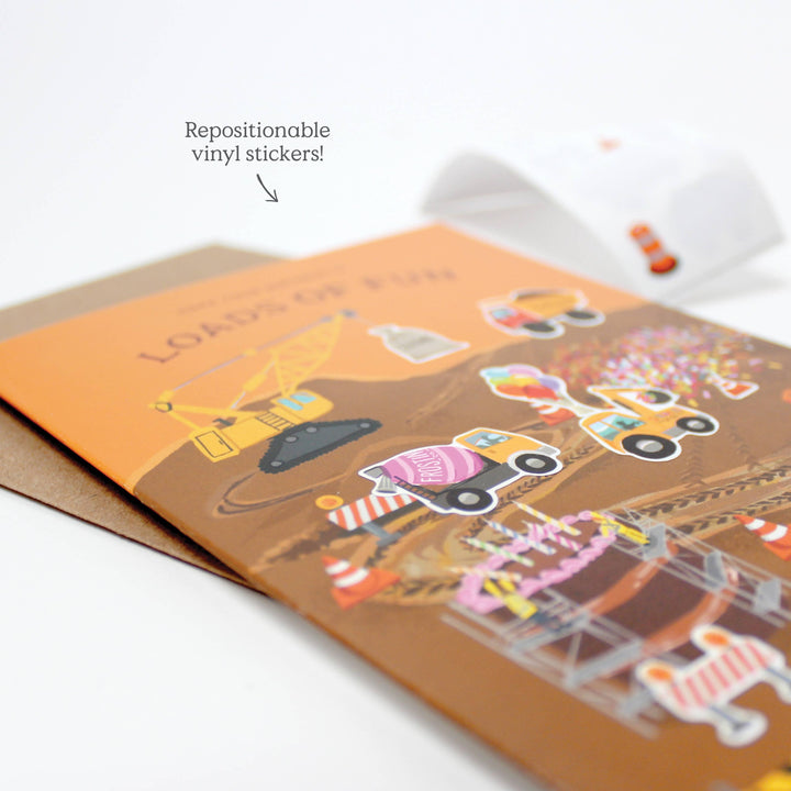 Inklings Paperie Cards Sticker Scene Card - Construction  Birthday