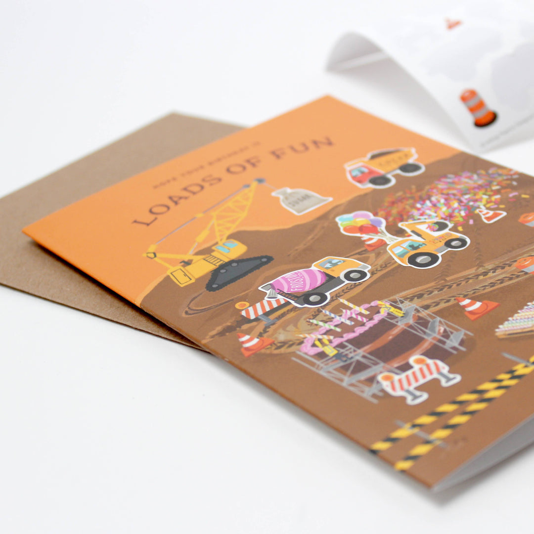 Inklings Paperie Cards Sticker Scene Card - Construction  Birthday