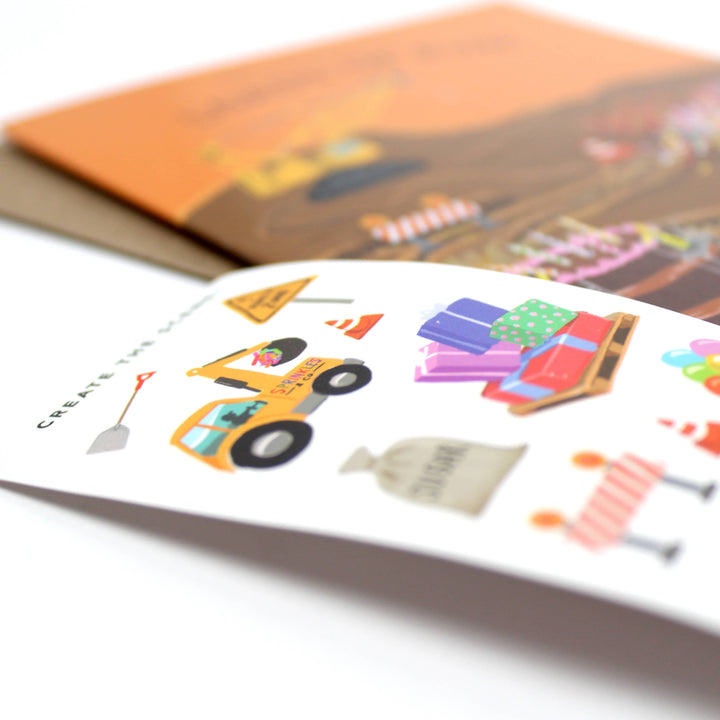 Inklings Paperie Cards Sticker Scene Card - Construction  Birthday