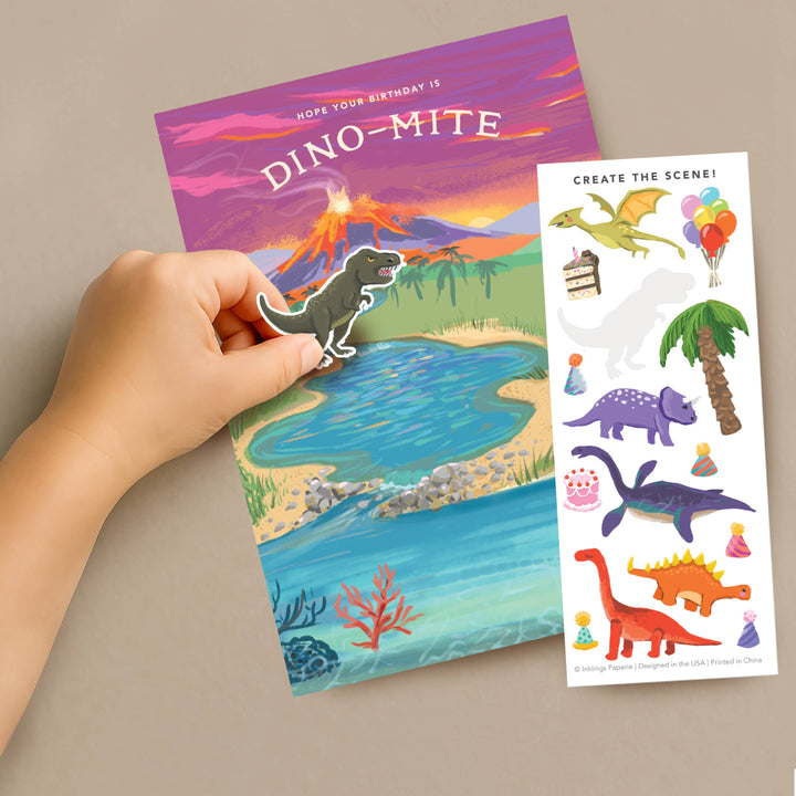 Inklings Paperie Cards Sticker Scene Card - Dinosaur Birthday