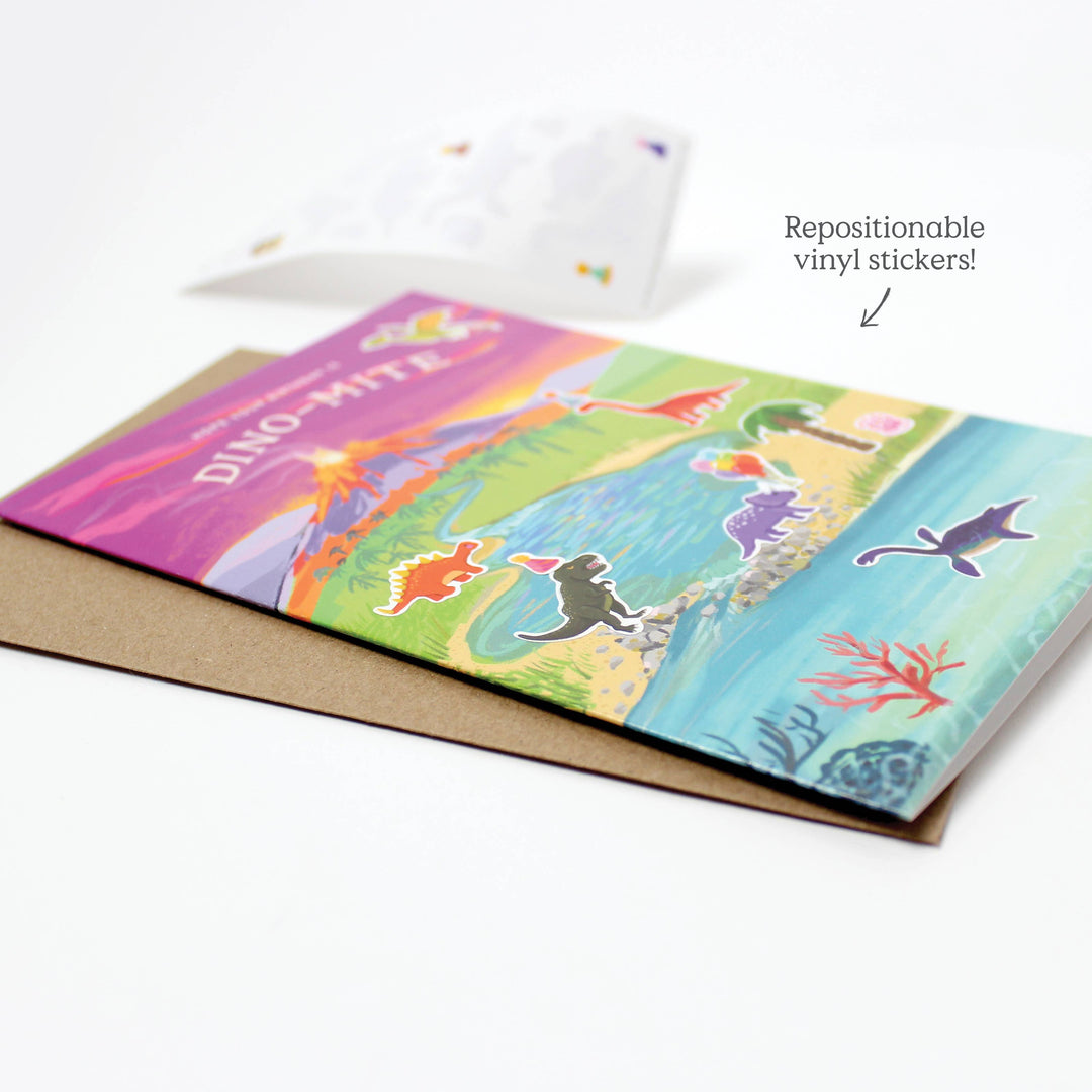 Inklings Paperie Cards Sticker Scene Card - Dinosaur Birthday