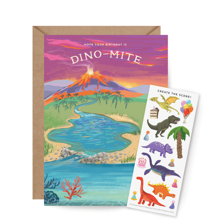 Inklings Paperie Cards Sticker Scene Card - Dinosaur Birthday
