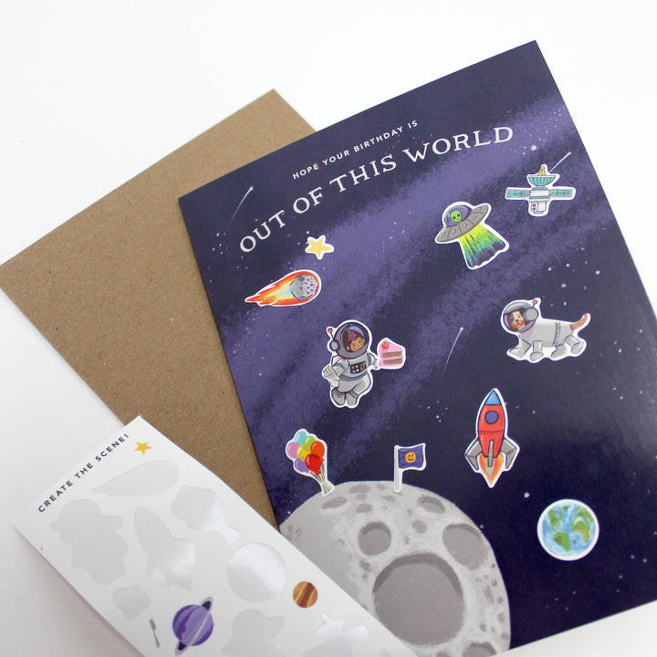 Inklings Paperie Cards Sticker Scene Card - Outer Space Birthday