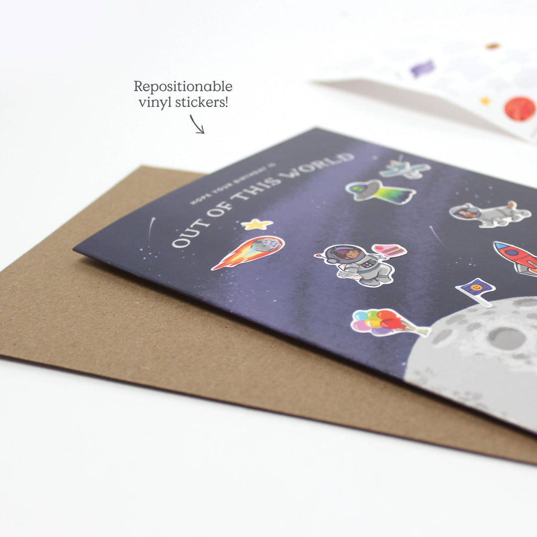 Inklings Paperie Cards Sticker Scene Card - Outer Space Birthday
