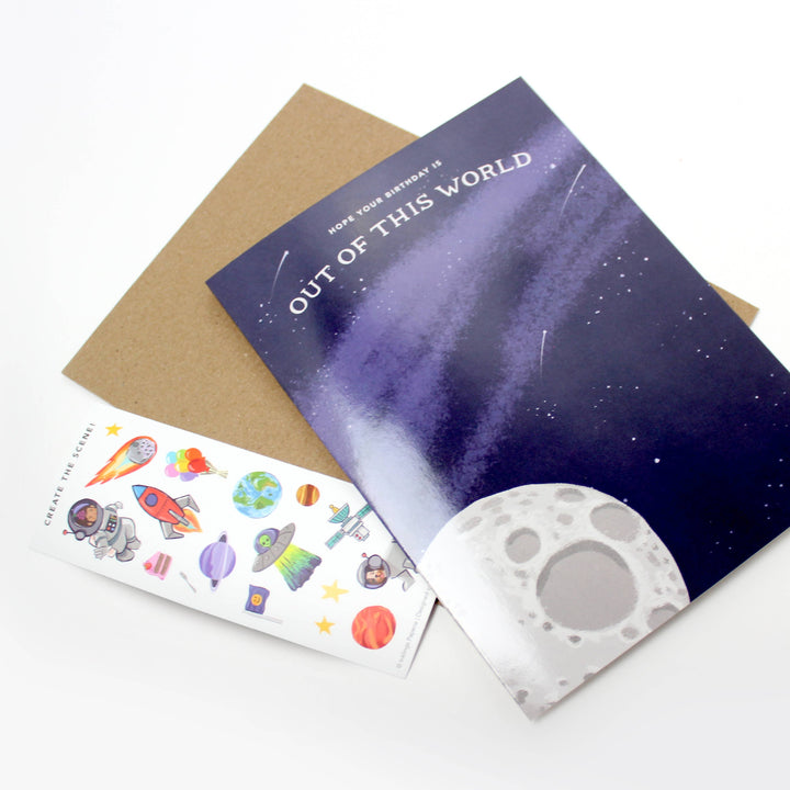 Inklings Paperie Cards Sticker Scene Card - Outer Space Birthday