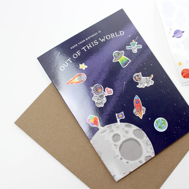 Inklings Paperie Cards Sticker Scene Card - Outer Space Birthday