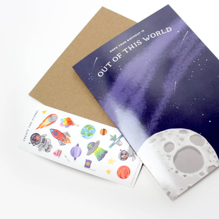 Inklings Paperie Cards Sticker Scene Card - Outer Space Birthday