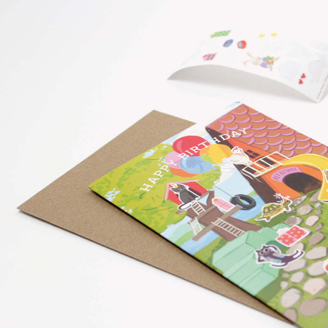 Inklings Paperie Cards Sticker Scene Card - Pet Resort Birthday