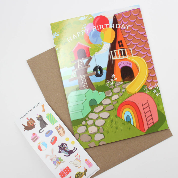 Inklings Paperie Cards Sticker Scene Card - Pet Resort Birthday