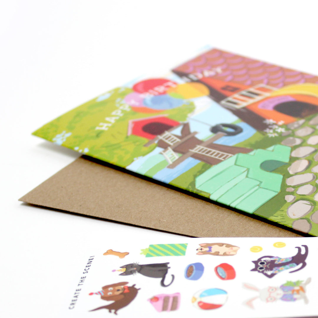 Inklings Paperie Cards Sticker Scene Card - Pet Resort Birthday