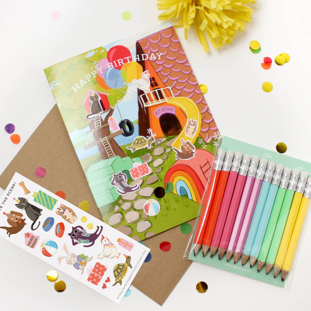 Inklings Paperie Cards Sticker Scene Card - Pet Resort Birthday