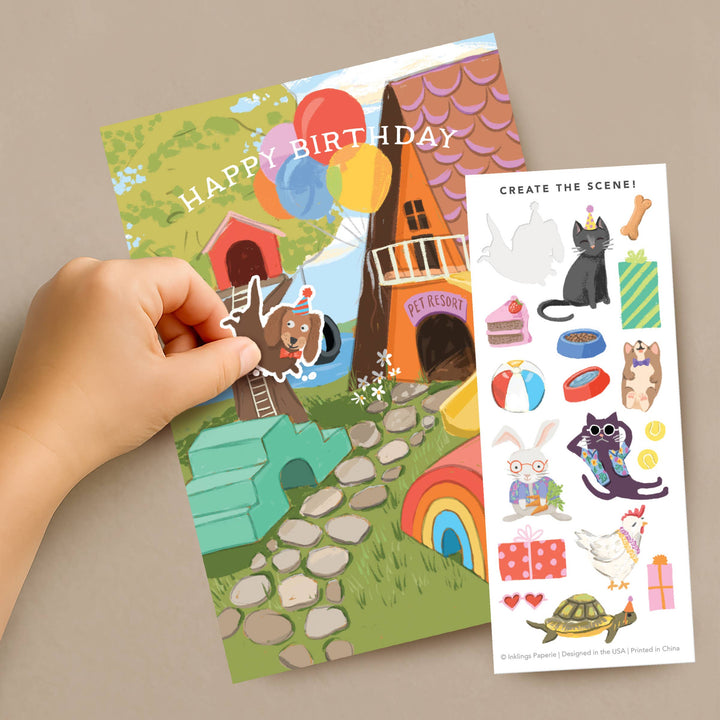Inklings Paperie Cards Sticker Scene Card - Pet Resort Birthday