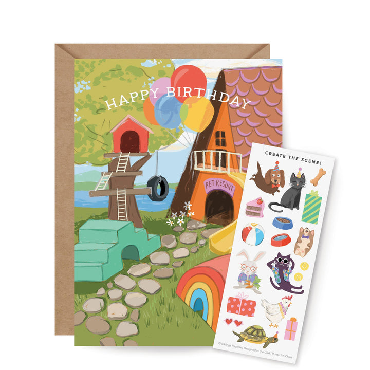 Inklings Paperie Cards Sticker Scene Card - Pet Resort Birthday