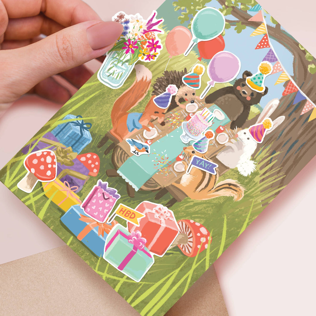 Inklings Paperie Cards Sticker Scene Card - Woodland Party