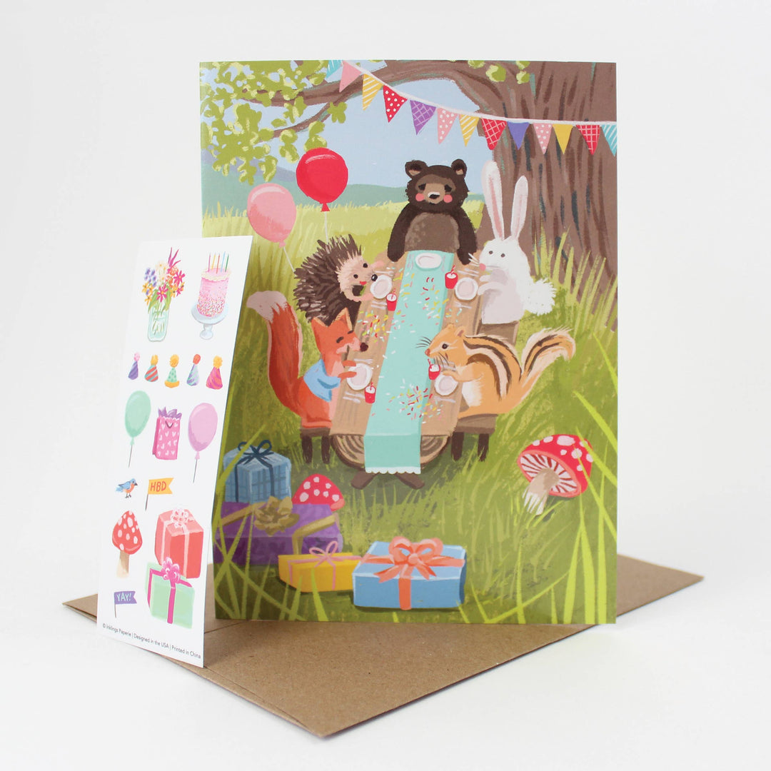 Inklings Paperie Cards Sticker Scene Card - Woodland Party