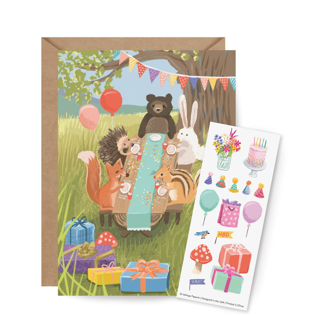Inklings Paperie Cards Sticker Scene Card - Woodland Party