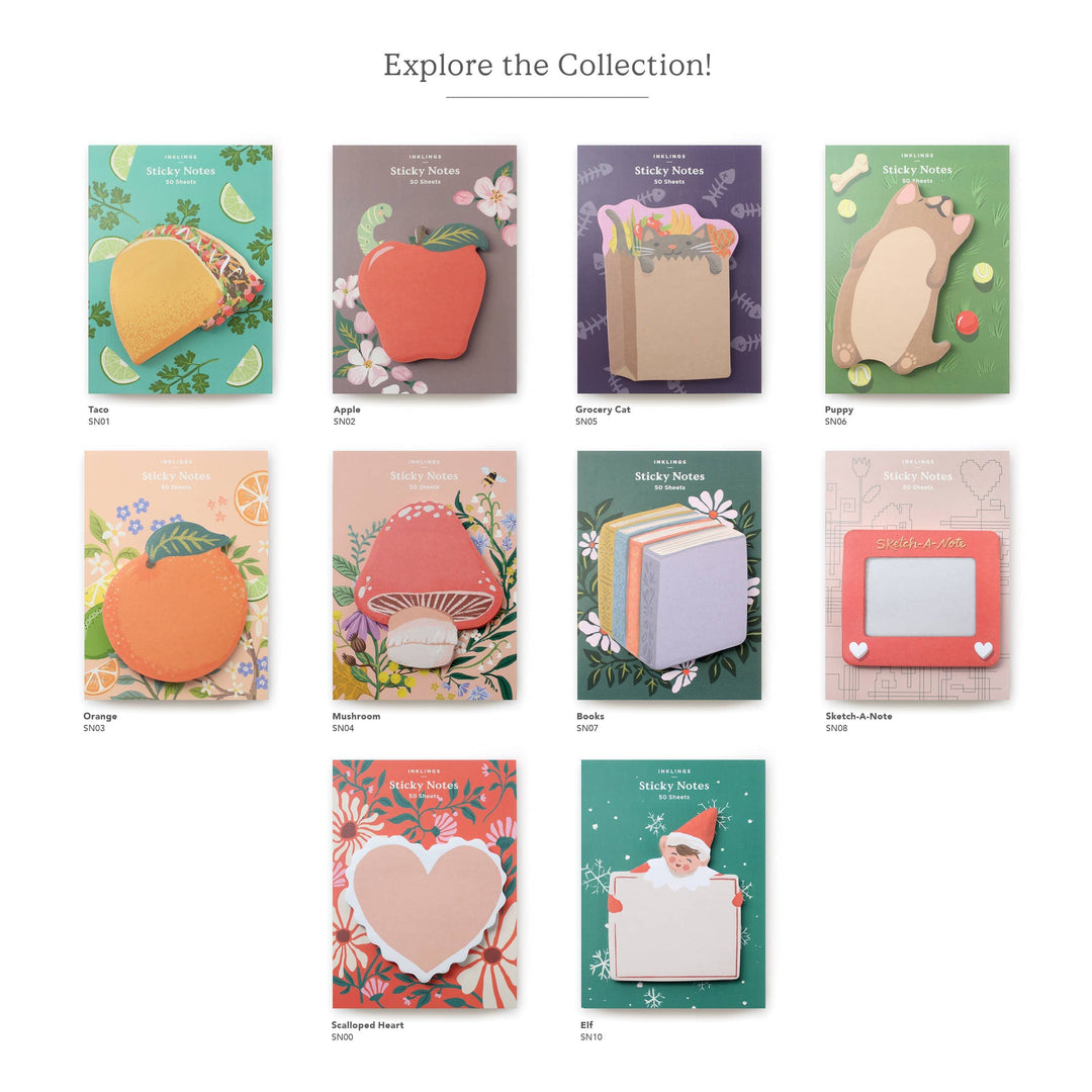 Inklings Paperie paper Sticky Notes - Grocery Kitten