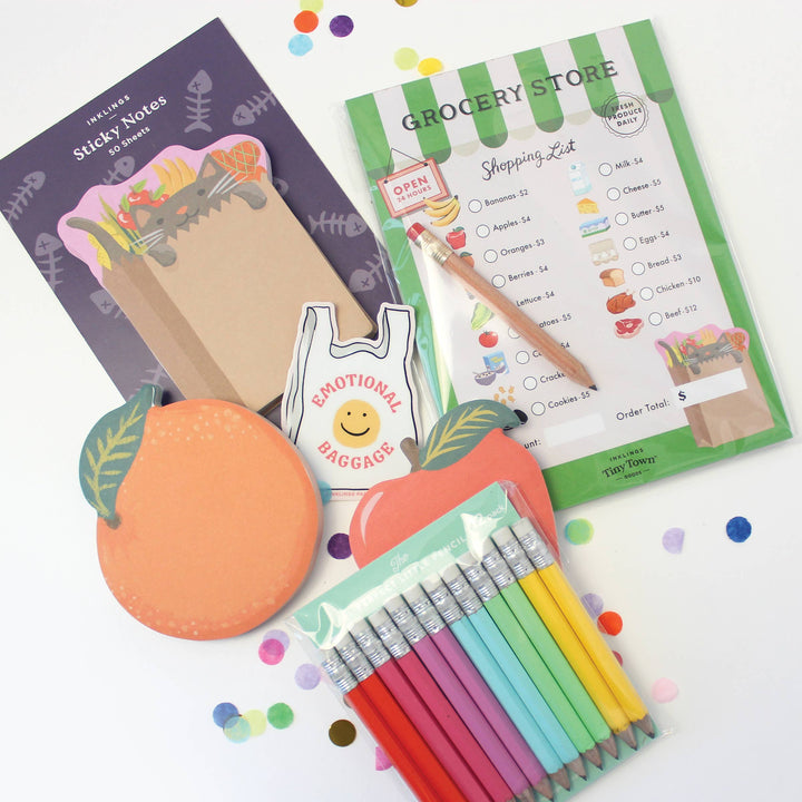 Inklings Paperie paper Sticky Notes - Grocery Kitten