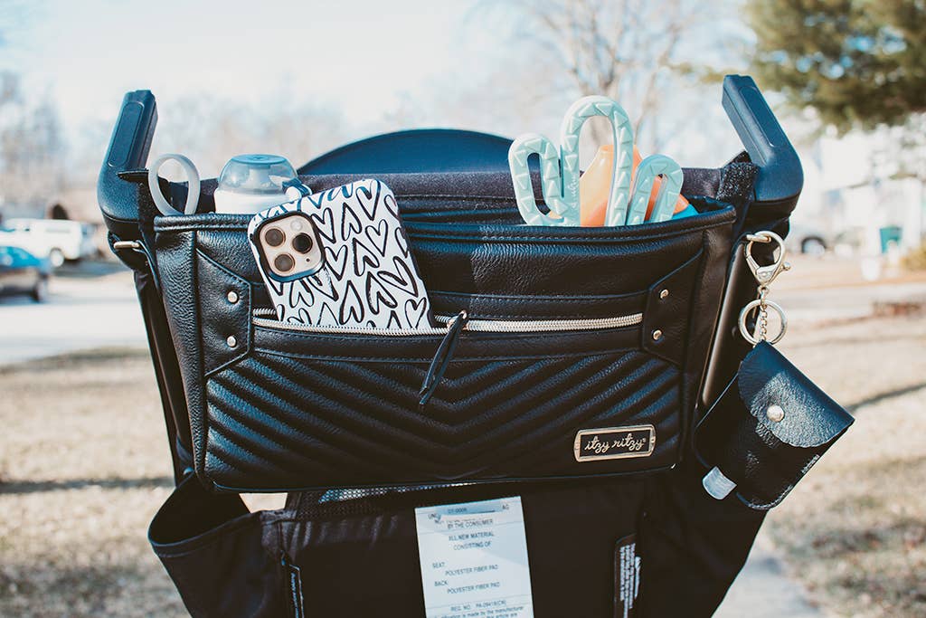 Itzy Ritzy Baby Gear Jetsetter Black Travel Stroller Caddy
