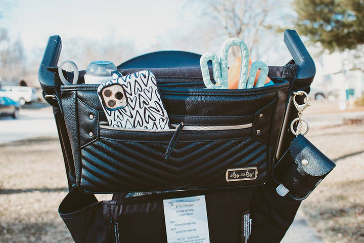 Itzy Ritzy Baby Gear Jetsetter Black Travel Stroller Caddy